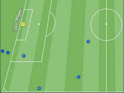 Circuito tecnico per allenare trasmissione palla e 1 contro 1 con tiro in porta