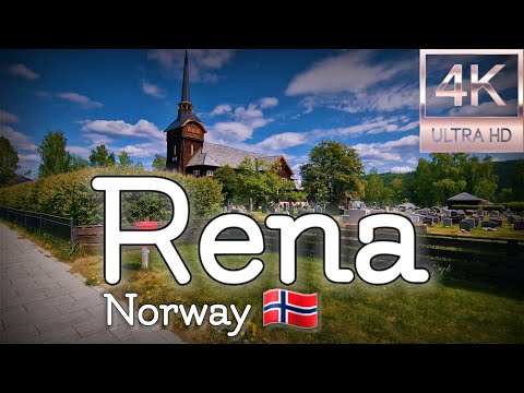 Let's walk around Rena village center on a beautiful summer day in 4K!