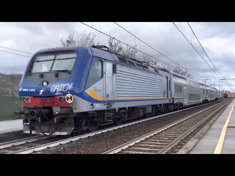 VivAlto in corsa prova nel ponente Ligure! E464 081 + 2 carrozze VivAlto + E464 103 a Quiliano Vado!