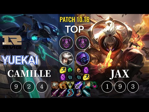 RNG yuekai Camille vs Jax Top - KR Patch 10.16