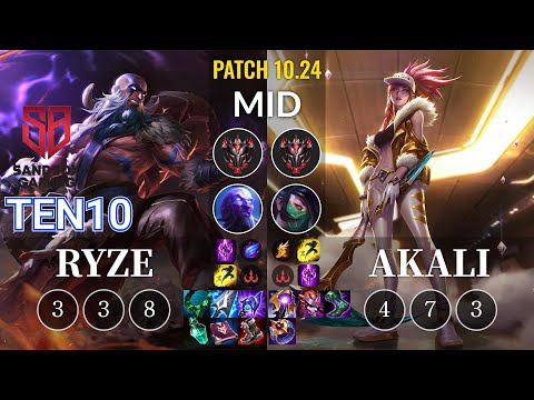SB Ten10 Ryze vs Akali Mid - KR Patch 10.24