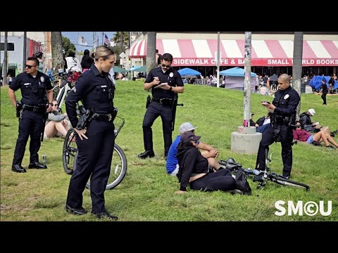 LAPD Issues Citations for Smoking and Open Containers as Officers Patrol Venice Beach Boardwalk