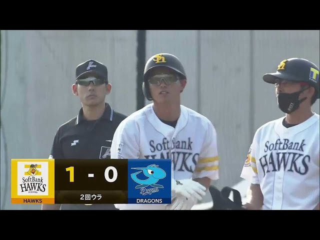 【ファーム】ホークス・釜元がライトにタイムリーヒットを放ち先制点!! 2021/6/9 H-D(ファーム)