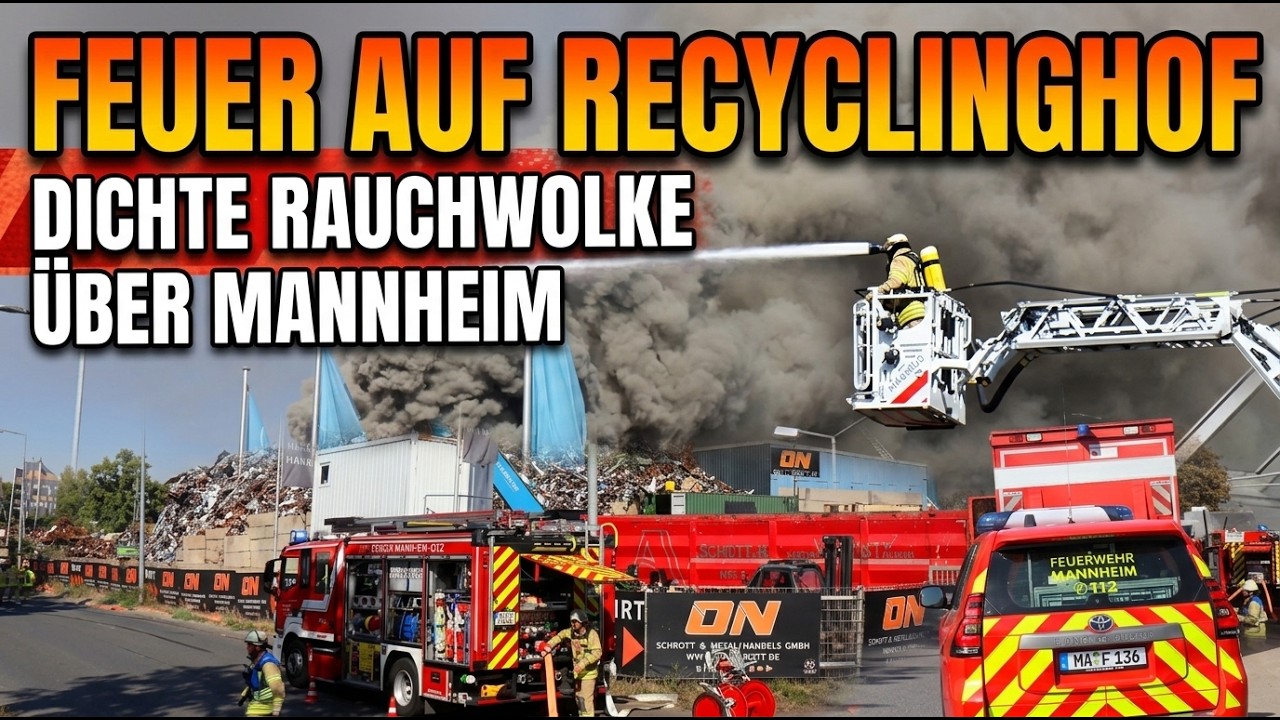Großbrand auf Schrottplatz in Mannheim – Rauch zieht durch mehrere Stadtteile