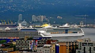 Rewind: Timelapse of Triple Cruise Ship Arrivals Solstice, Noordam, Serenade in Vancouver Harbour