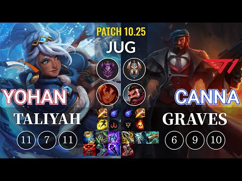 HLE yoHan Taliyah vs T1 Canna Graves Jungle - KR Patch 10.25