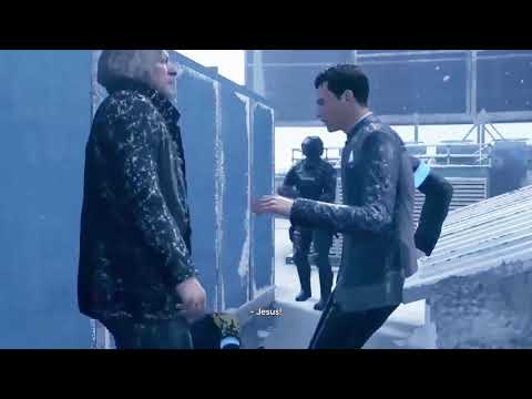 Detroit: Become Human. Hank's touching Connor. It's canon)