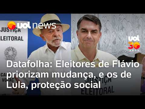 Datafolha: eleitores de Flávio dizem votar por mudança, e os de Lula, por proteção social