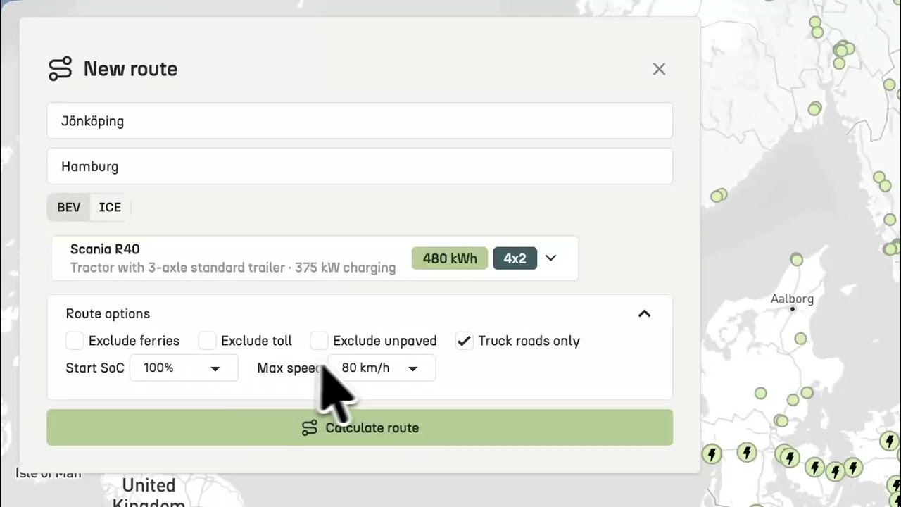 Create a BEV route