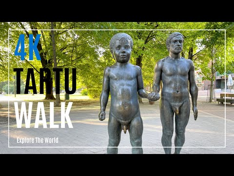 Passeio a pé na Estônia 4K - Caminhada matinal pela cidade velha de Tartu, capital europeia da cultura 2024