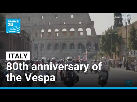 Thousands of Vespas swarm Rome to mark scooter’s 80th anniversary