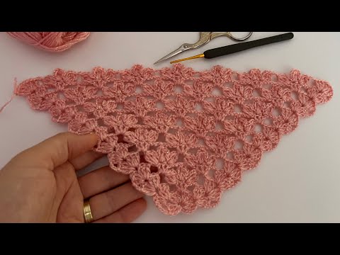 VERY BEAUTİFUL 💯😍 Easy Crochet Triangle Shawl Pattern / Knitting Shawl Patterns / SUBTITLES