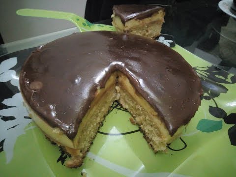 Unique custard cake with Ganache toping in fry pan by shazia arshad