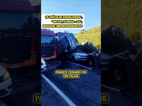 Engavetamento impressionante na BR-101 em Iconha-ES! 😱 #shorts #trânsito #curiosidades