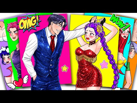 RUMI HUNTRIX Fell Into Love Trap Of JINU SAJA BOYS - KPOP DEMON HUNTERS | Sticker Book DIY