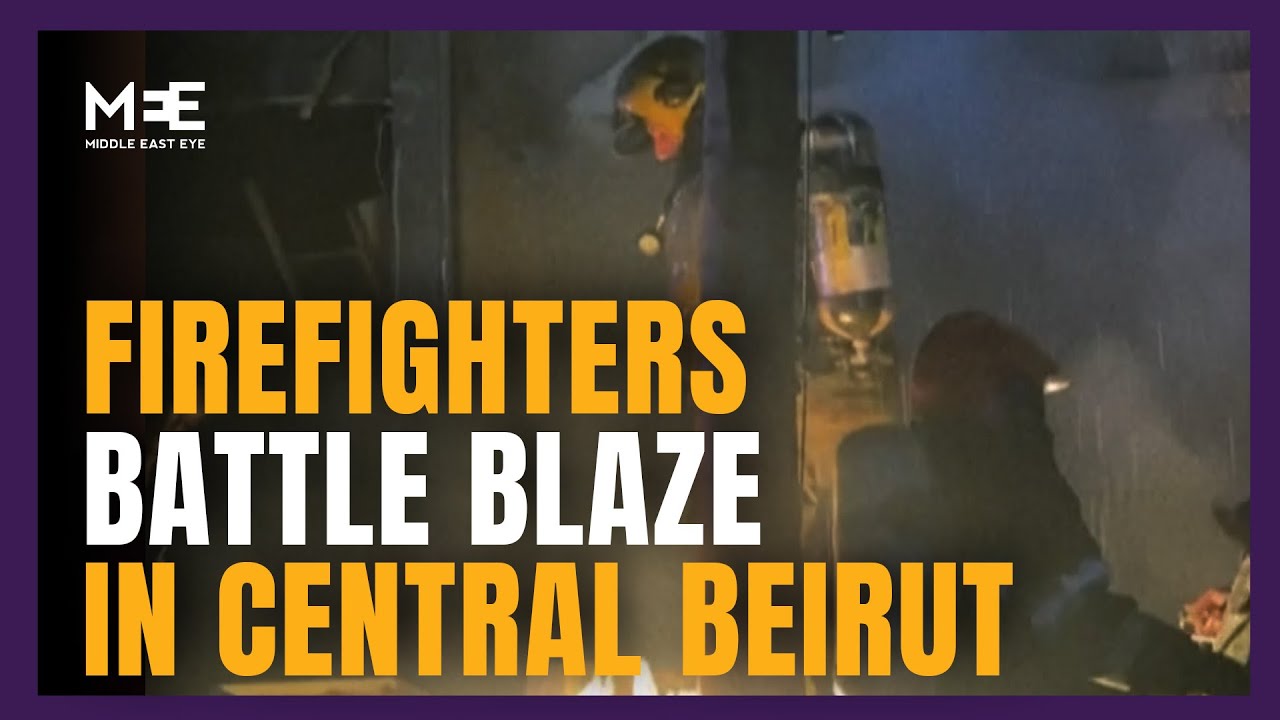 Firefighters battle extinguish blaze caused by Israeli strike on Beirut's Mar Elias district