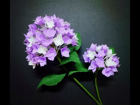 How To Make Hydrangea Flower From Crepe Paper -  Craft Tutorial