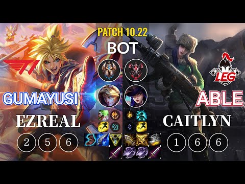 T1 Gumayusi Ezreal vs LEG Able Caitlyn Bot - KR Patch 10.22