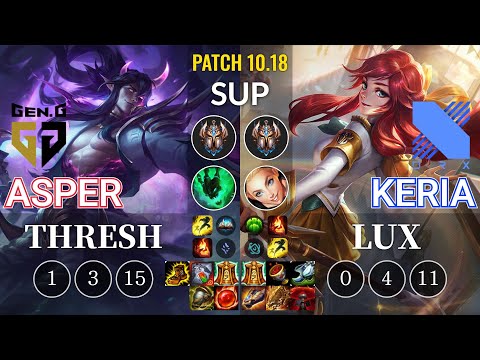 GEN Asper Thresh vs DRX Keria Lux Sup - KR Patch 10.18