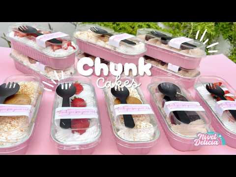 VIRAL CAKE Chunk cakes or mini pancakes with 3 milks of Lotus cookie, Oreo cookie and strawberries