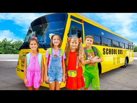 Diana and Roma teach School bus rules with friends