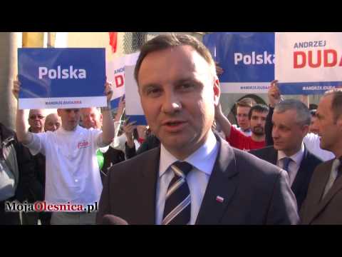 9.04.2015 Oleśnica - Andrzej Duda i pomnik ofiar katastrofy smoleńskiej