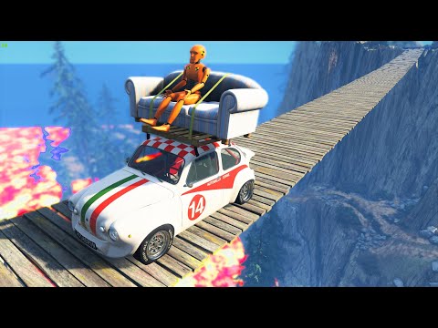 Cars vs Lava vs Suspension Bridge - BeamNG Drive | CRASHdriven