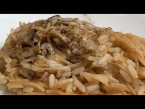 Rice recipe , Pilaf recipe, رز مع الشعيرية، Middle Eastern rice with angel hair pasta (Capellini).