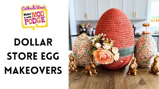 Dollar Tree Easter Egg Makeovers with Rope and Napkins