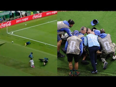 アブドゥコディル・フサノフがカメラマンと衝突しイエローカード、ウズベキスタン対コロンビア