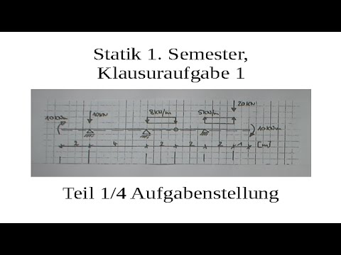 Statikklausuraufgabe Zweifeldträger mit Kragarm und Gelenk 1/4