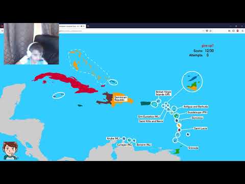 The Caribbean Islands on the map