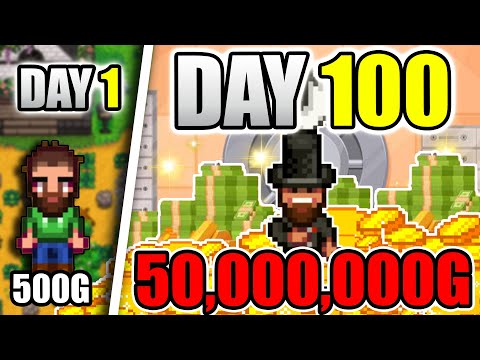 I Played 100 Days of Stardew Valley | Can I make 50 Million Gold!!