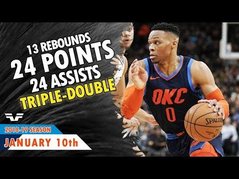 Russell Westbrook Triple-Double - 2019.01.10 - Thunder vs Spurs - 24 Pts, 24 Asts, 13 Rebs