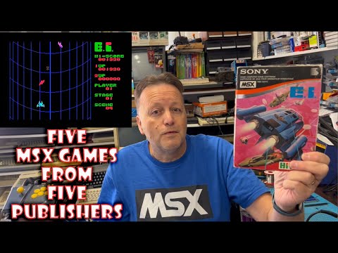 5 MSX Games from 5 Publishers (Galaga, Treasure of Moa, Space Invaders, E.I., Sky Jaguar)