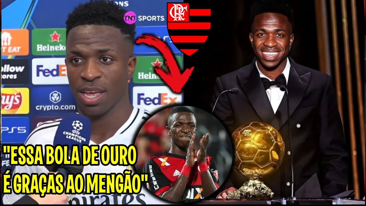 VINI JR SE EMOCIONOU AO FALAR DO FLAMENGO APÓS FAZER HATTRICK NA LIGA DOS CAMPEÕS "SOU CRIA DO NINHO