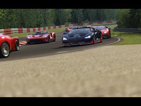 Battle Lamborghini Centenario vs Ferrari Cars and Lamborghini Cars at Nordschleife
