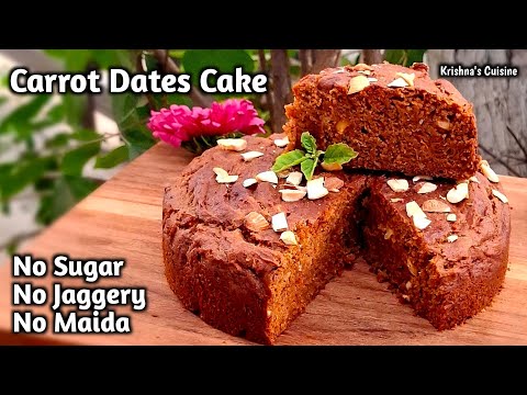 Carrot Dates Cake || Sugar Free Soft Moist Cake || Healthy Cake || Krishna's Cuisine #cakerecipe