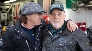 Billy Joel &amp; Brian Johnson take a tour of Billy&#39;s motorcycle shop in Oyster Bay, NY