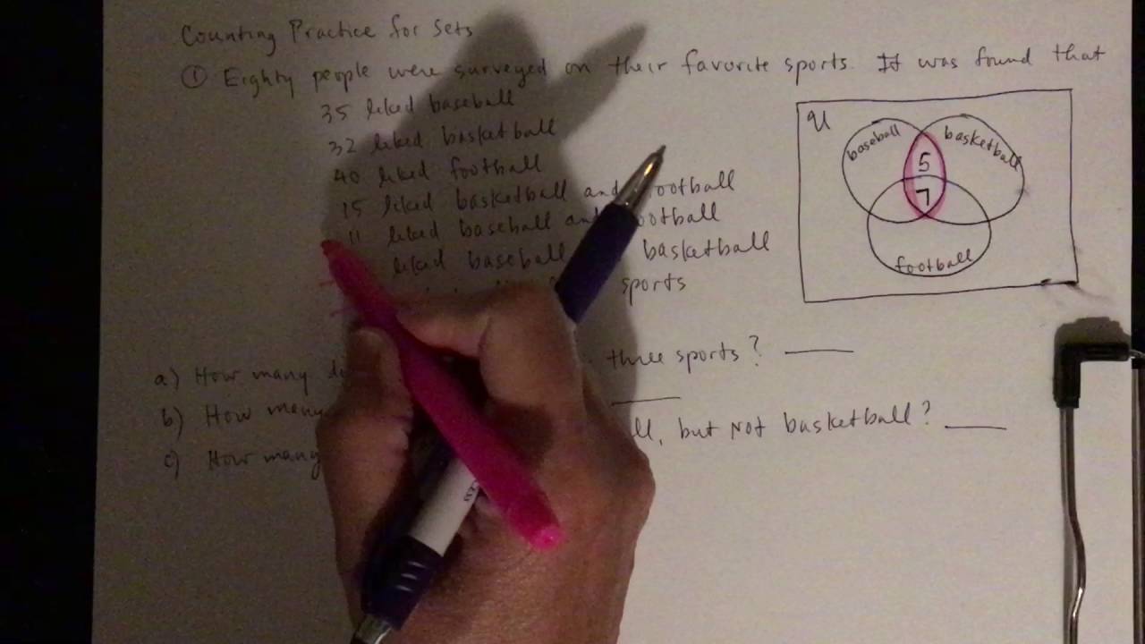 Math 1100 Practice Counting with Sets Worksheet, Problem 1