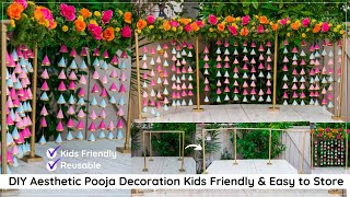 DIY Kids Friendly Festive Decor | Ganesh Pooja Decoration Ideas | Navratri Decorations Ideas