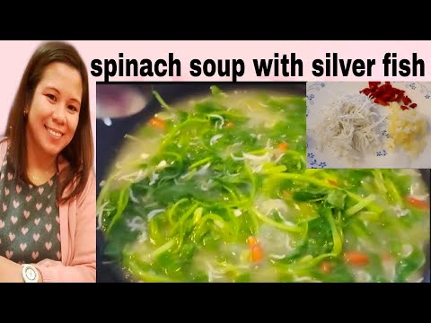 spinach soup with silver fish
