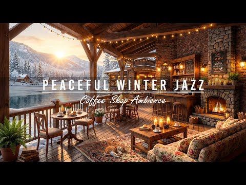 Peaceful Winter Morning Jazz ⛄ Cozy Lakeside Cafe Ambience with Warm Piano Jazz Music for Work,Study