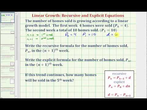 Ex: Write a Recursive and Explicit Equation to Model Linear Growth ...
