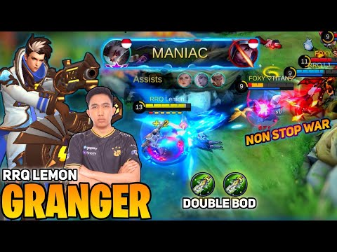 MANIAC ! Granger Deadly Bullet with Double BOD | By RRQ Lemon - Mobile Legends