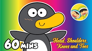 Head Shoulders Knees and Toes | Exercise with the Penguins! | 60 Minutes Compilation by Luke & Mary