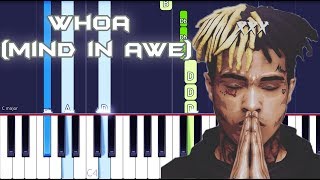 XXXTENTACION - whoa (mind in awe) Piano Tutorial EASY (SKINS) Piano Cover