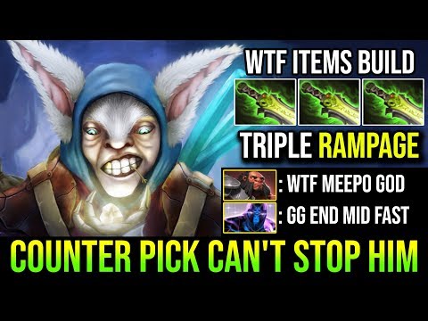 CRAZY FAST HAND INCREDIBLE 3xRAMPAGE - Counter Pick Can't Stop Him Meepo Lvl God By Dark | DotA 2
