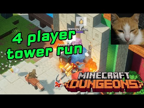 Insane 4-Player Tower Run in Minecraft Dungeons!