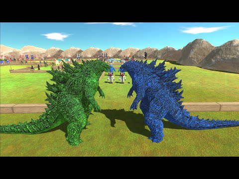 GODZILLA BLUE VS GODZILLA GREEN FIGHT KING KONG DEATH RUN - Animal Revolt Battle Simulator